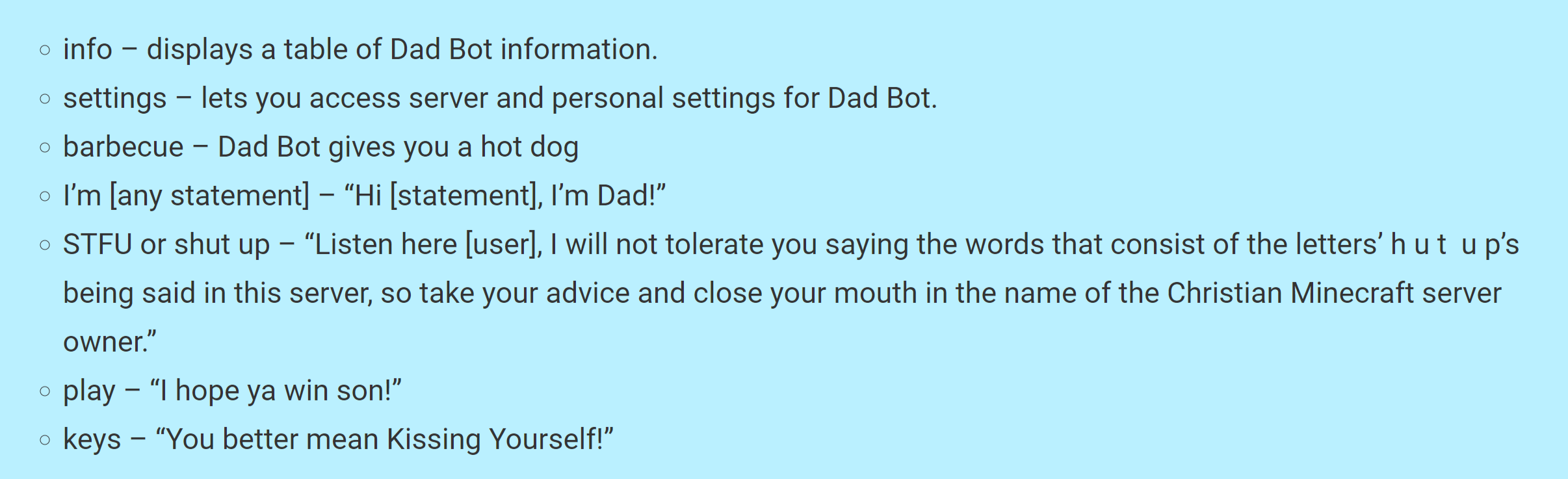 dad commands